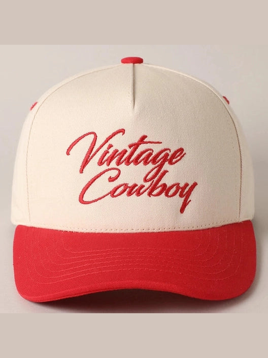Vintage Cowboy Embroidery Two Tone Baseball Cap