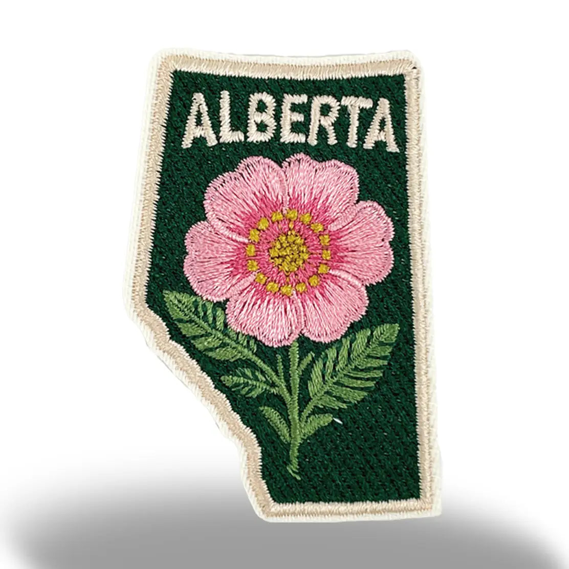 Alberta Wild Rose Embroidered Patch Provincial Flower Canada Souvenir Badge