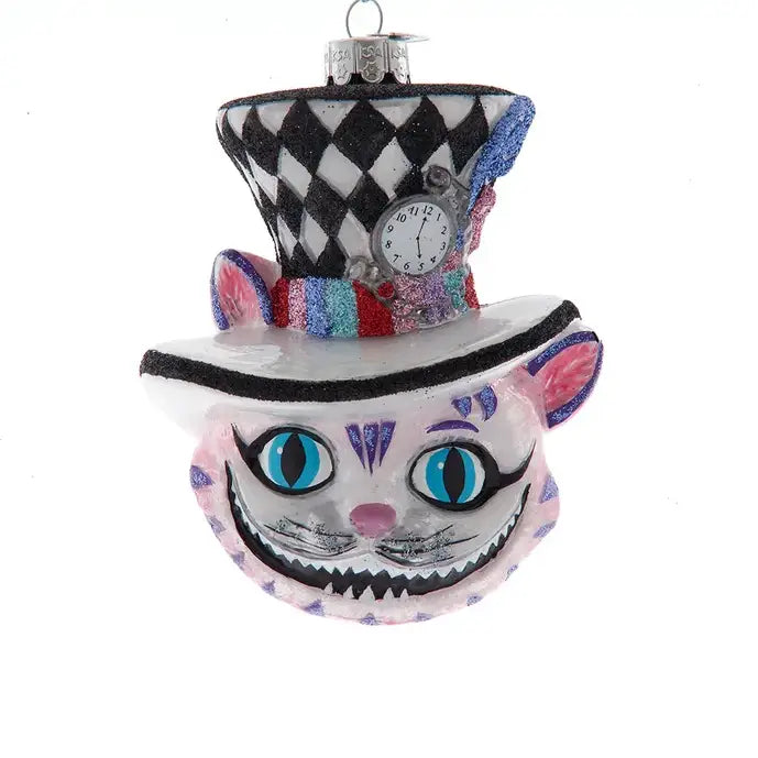 Noble Gems Cheshire Cat Head Glass Ornament
