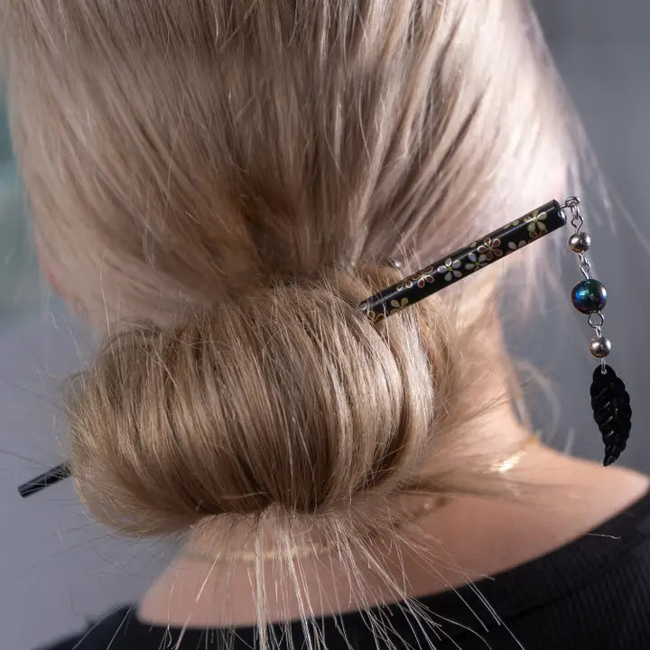 Japanese Floral Hair Sticks with Beads