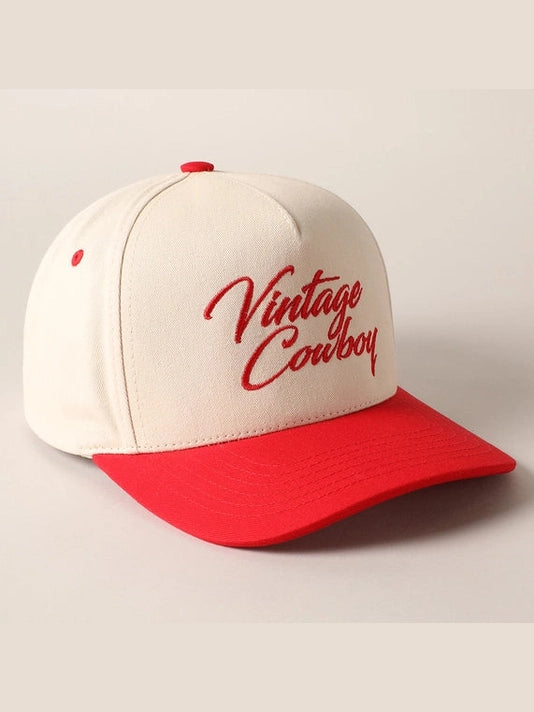 Vintage Cowboy Embroidery Two Tone Baseball Cap