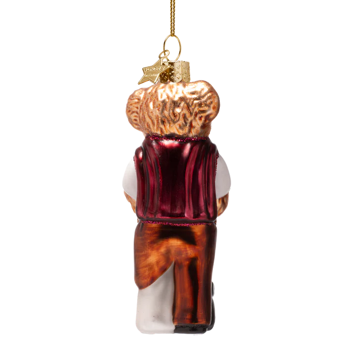 Ornament Glass Bear Blue in Golf Clothes