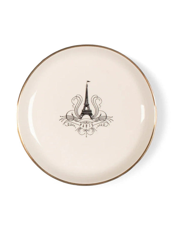 Noir Eiffel Tower Round Ceramic Tray