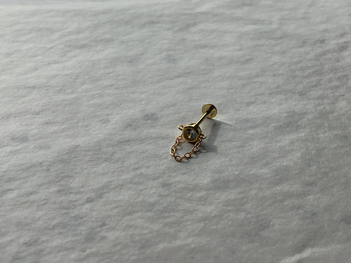 Circle Crystal Flatback Earring with Chain