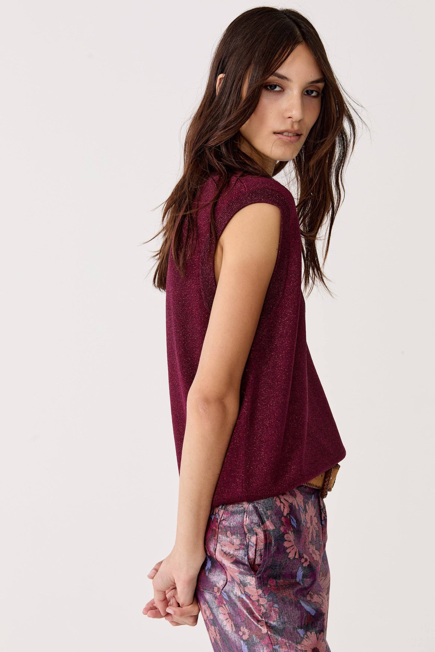 Preppy Lurex Knitted Vest | Rosso