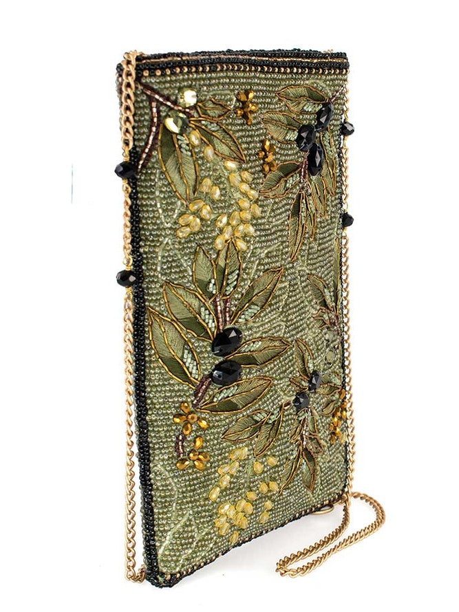 Olive Branch Beaded & Embroidered Crossbody Phone Bag