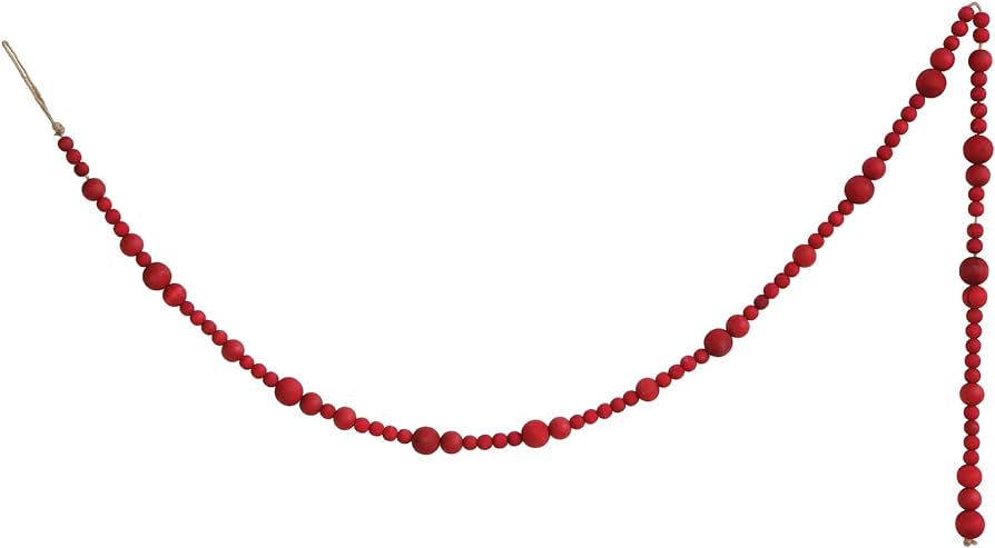 Paulowina Wood Bead Garland - Red
