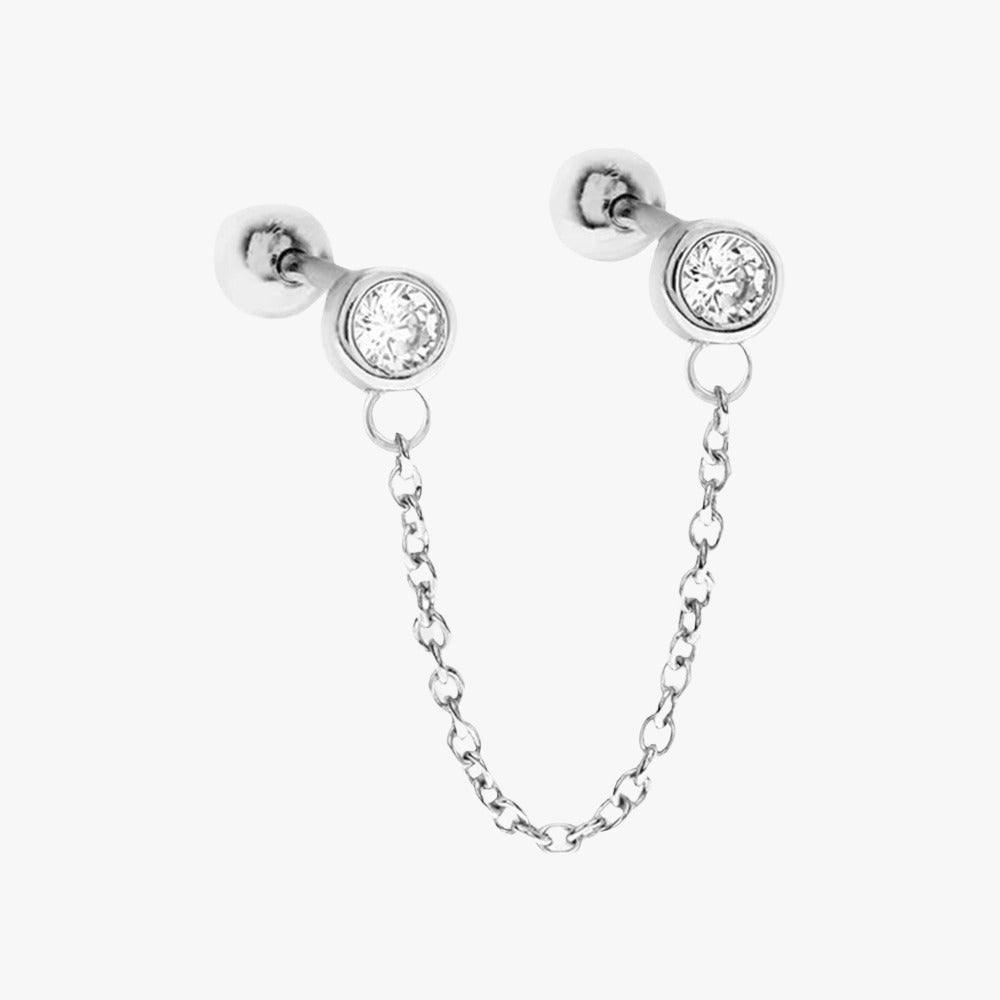 Tiny Chain Screw Back Earrings