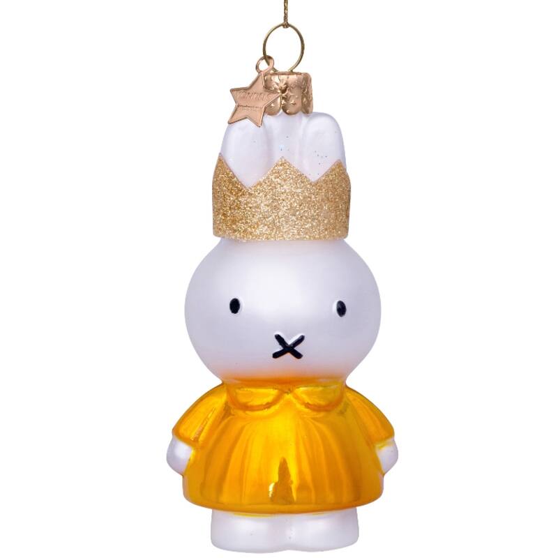 Miffy Yellow Dress with Crown Glass Ornament