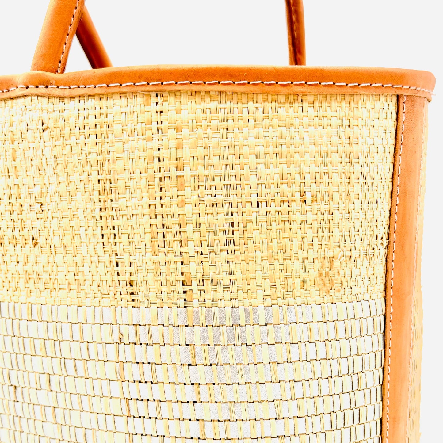 Wynwood Straw Basket Bag Handbag with Metallic Detailing