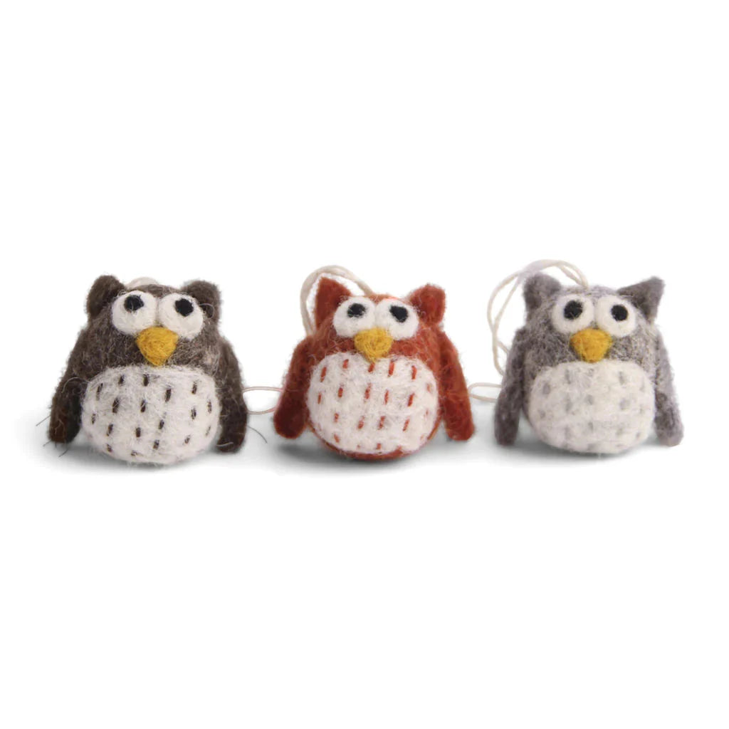 Mini Owls Natural Colors Set of 3