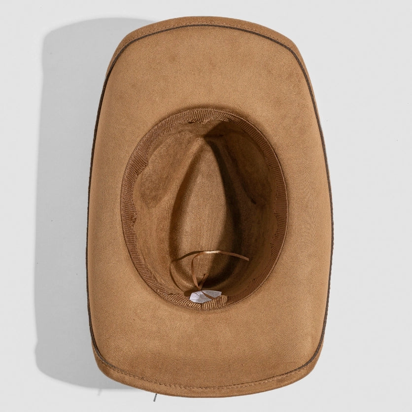 Layered Western Bull Head Strap Cowboy Hat | Brown