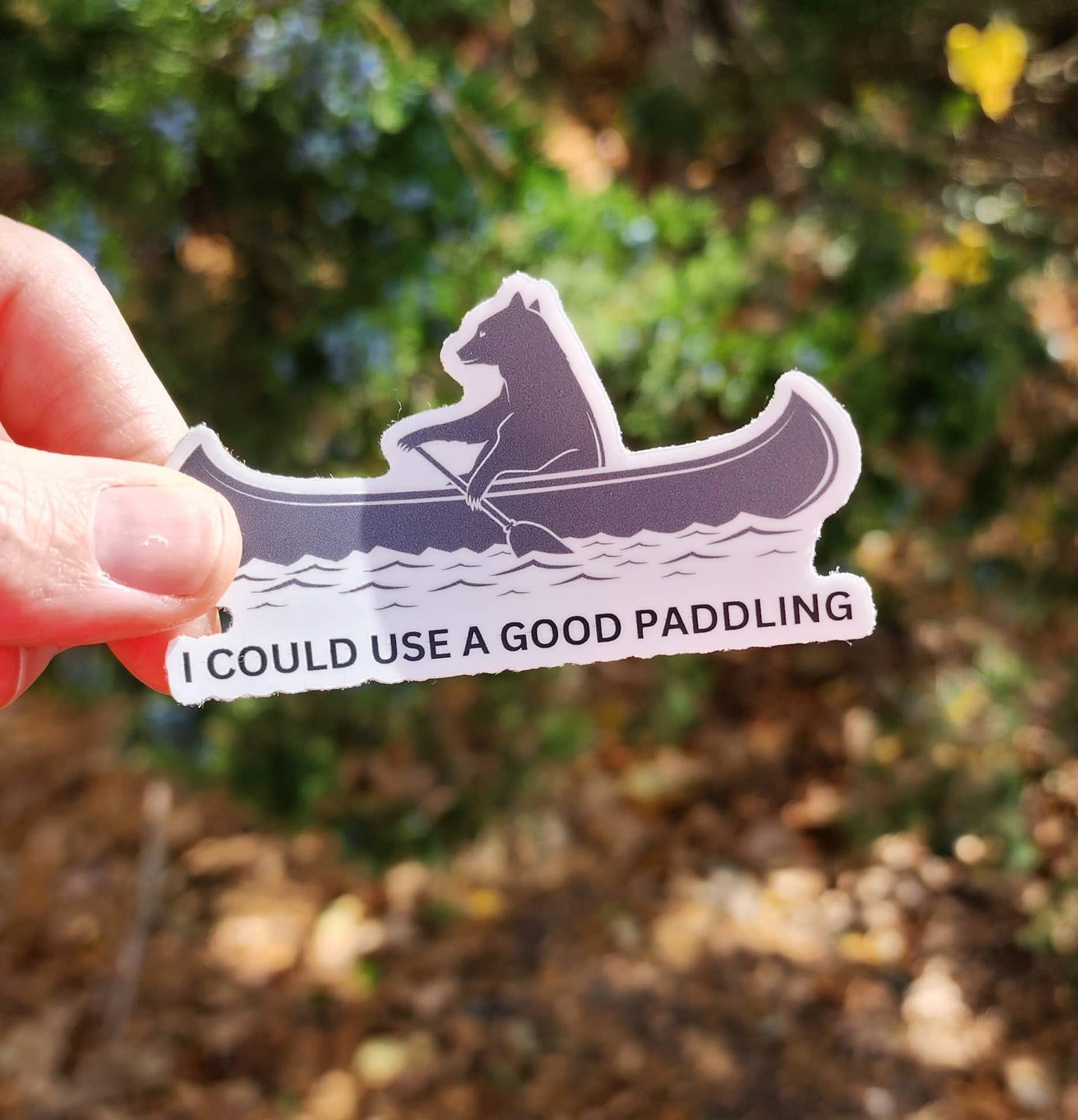 Could Use a Good Paddling Bear Canoeing Sticker