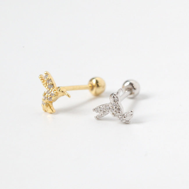 Tiny Hummingbird Screw Back Earring