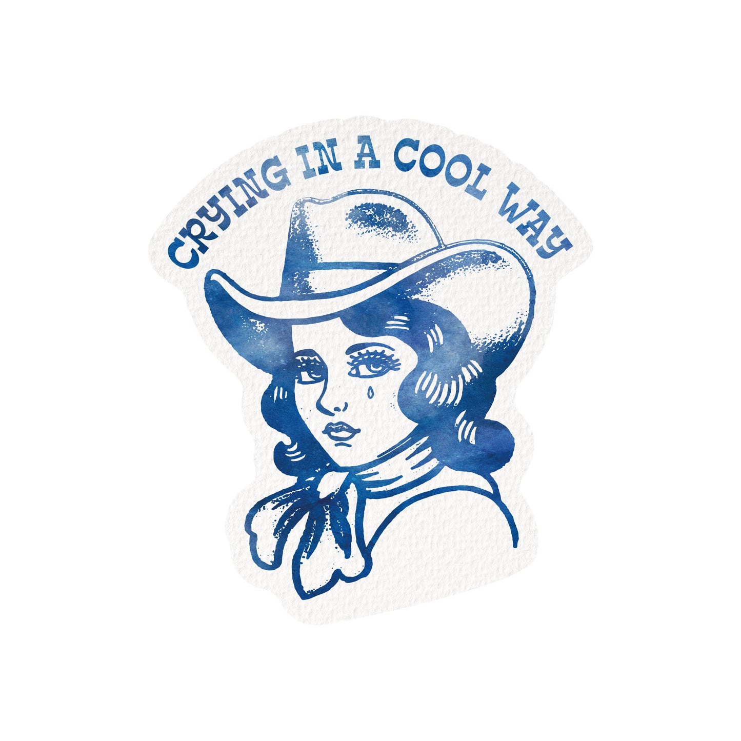 Crying Cowgirl Retro Western High Quality Vinyl Sticker