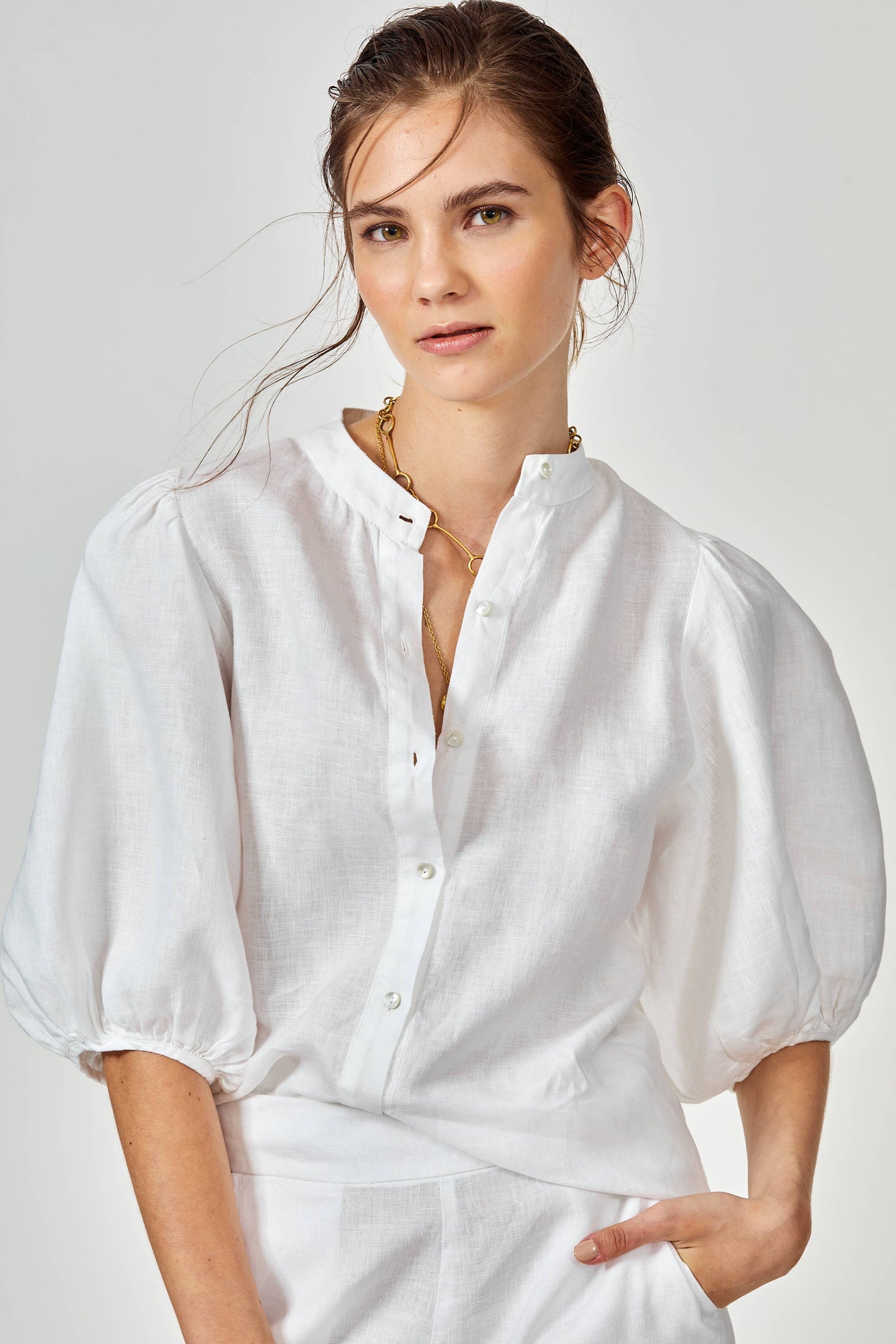 Bubble Linen Shirt | White