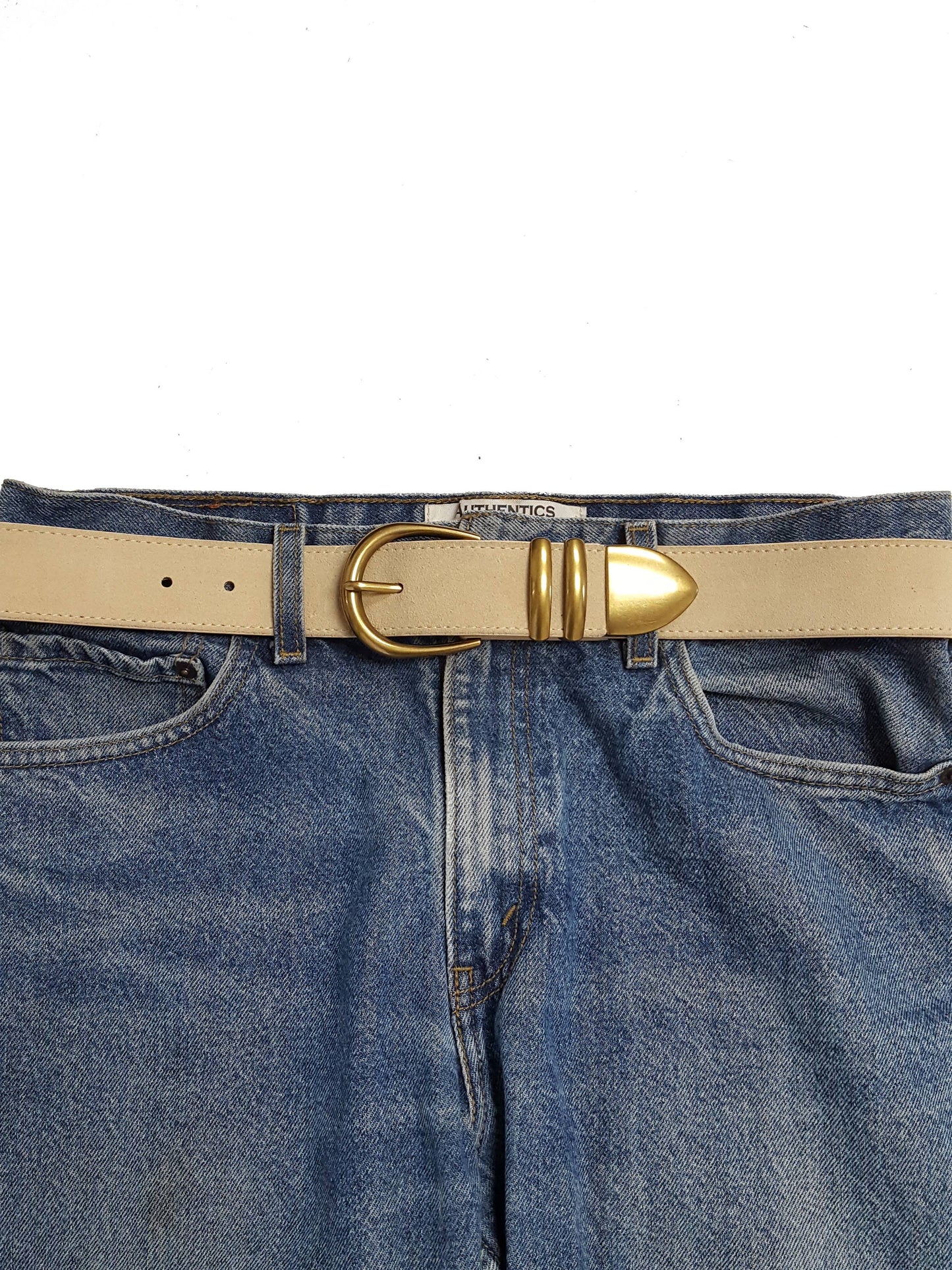 Genuine Suede Leather Belt w. buckle, loops and tip set