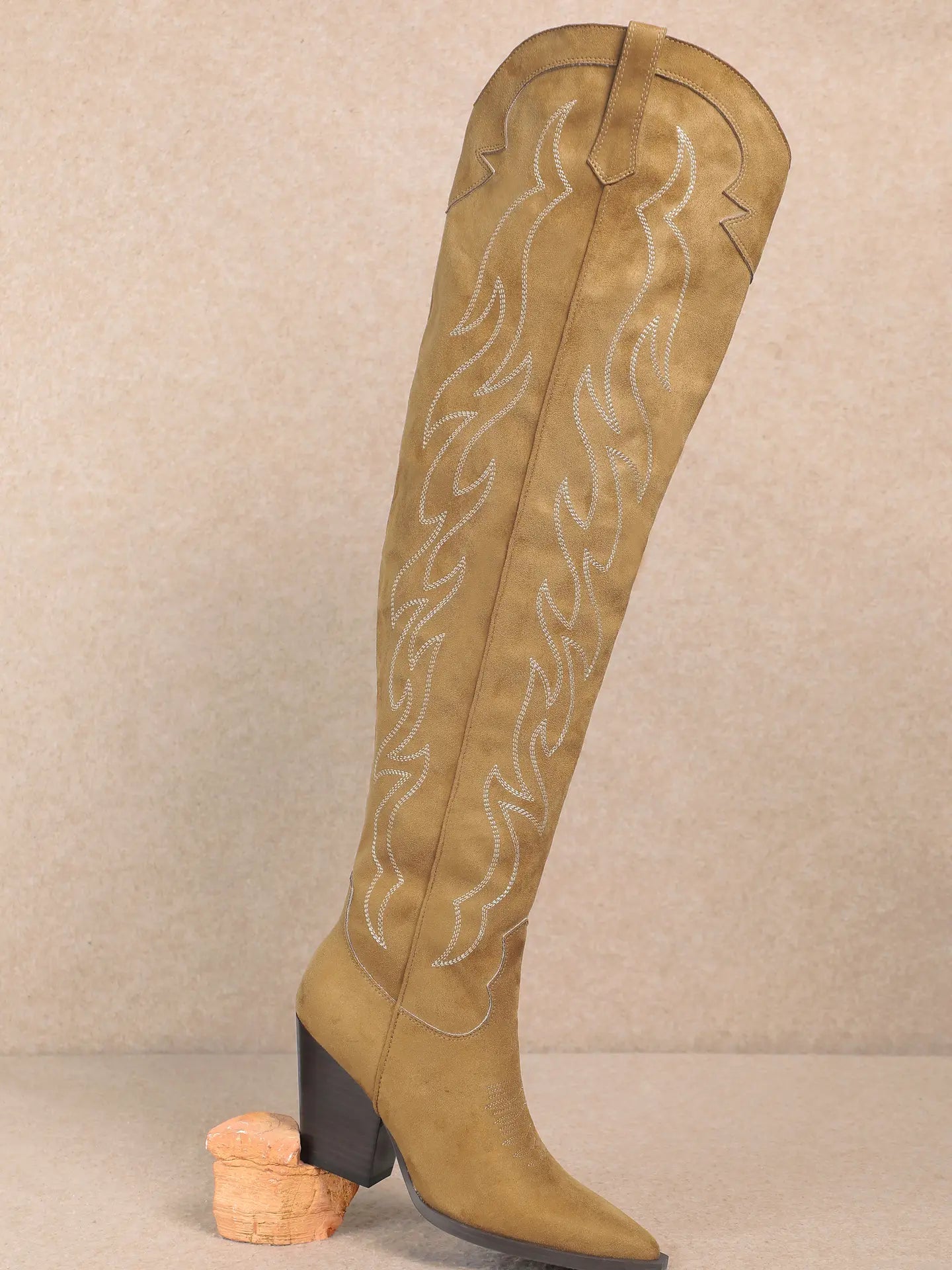 ABBY Cowboy Boots | Khaki