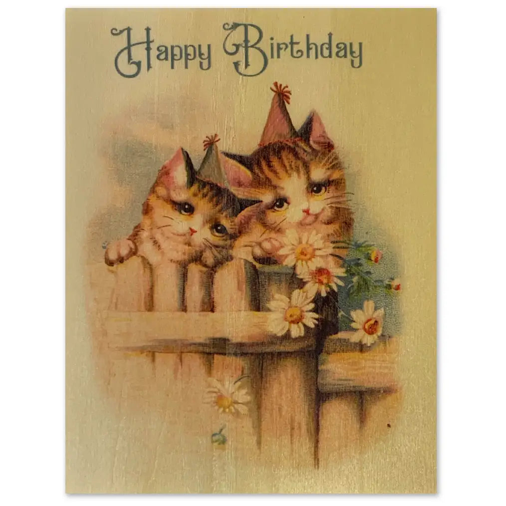 Wood Folding Card - Country Kitten