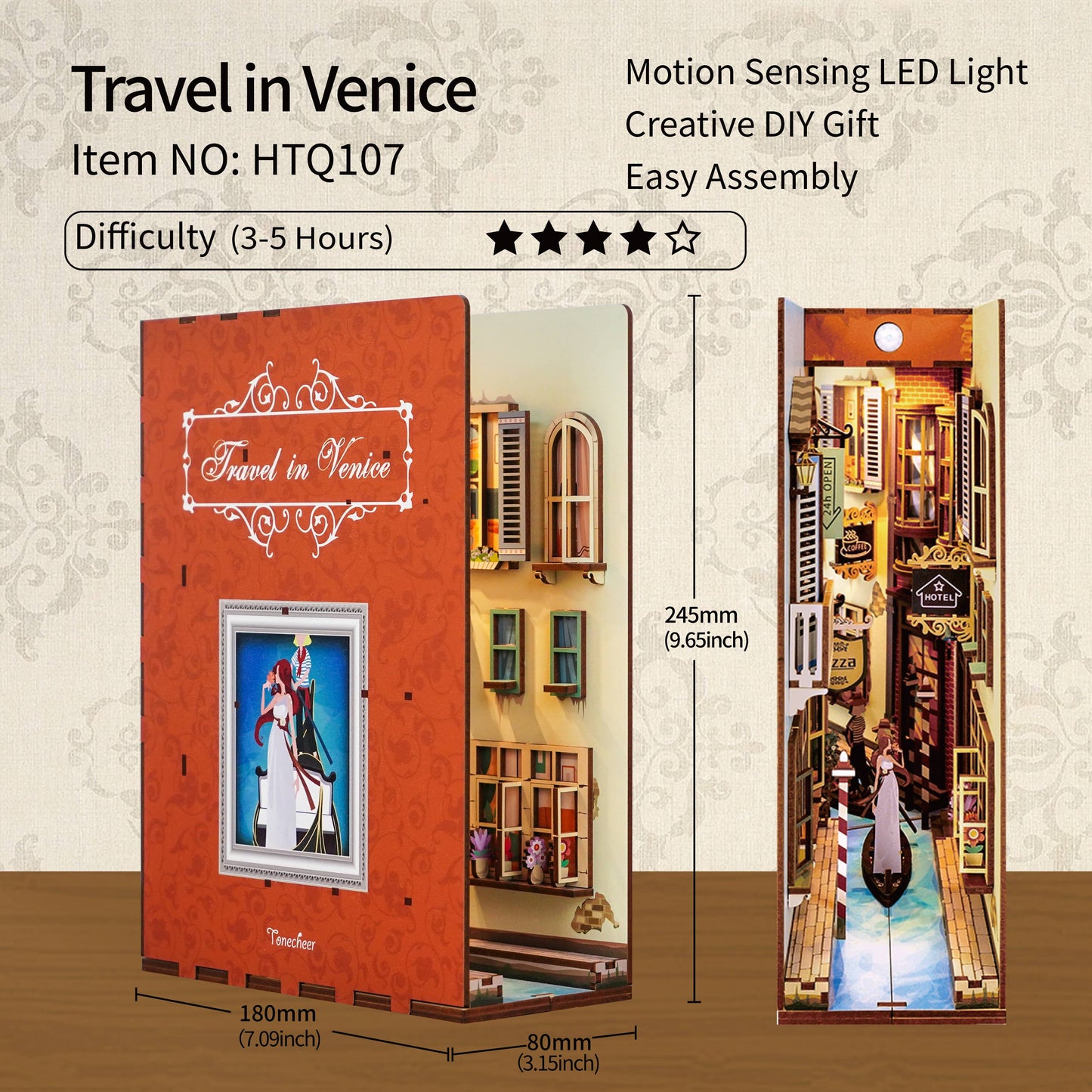 DIY Miniature Model Book Nook Kit: Travel in Venice