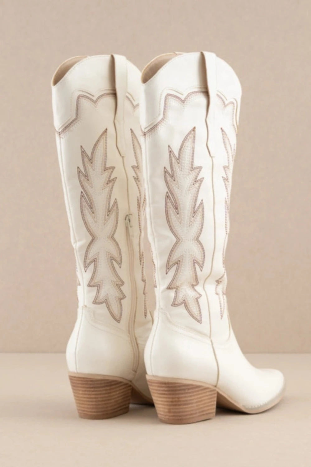 THE AINSLEY Embroidered Cowboy Boots | White