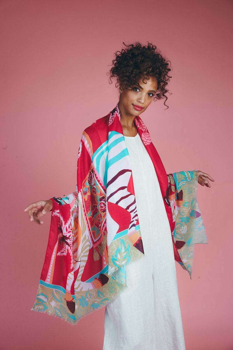 Zebra Print Carnival Scarf | Fuchsia