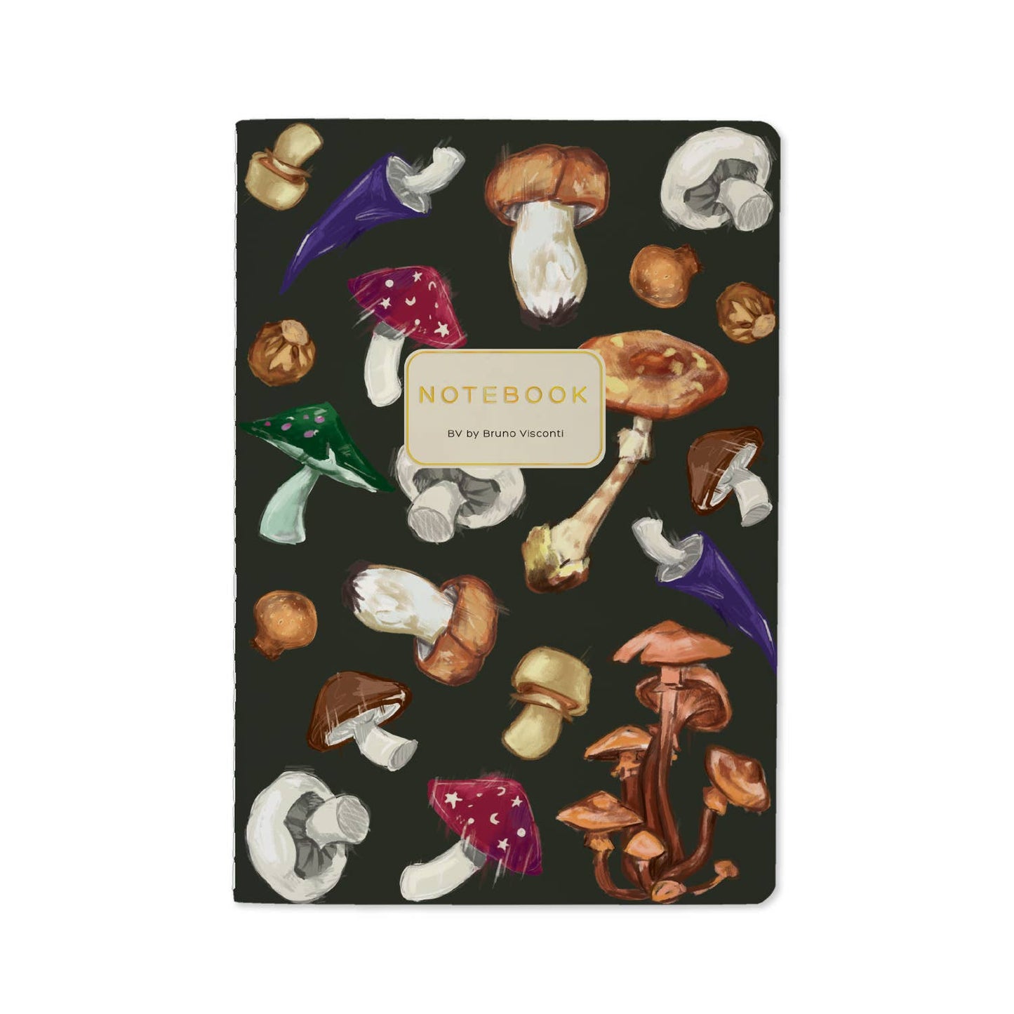 Softcover Notebook | Mushrooms on Black 2