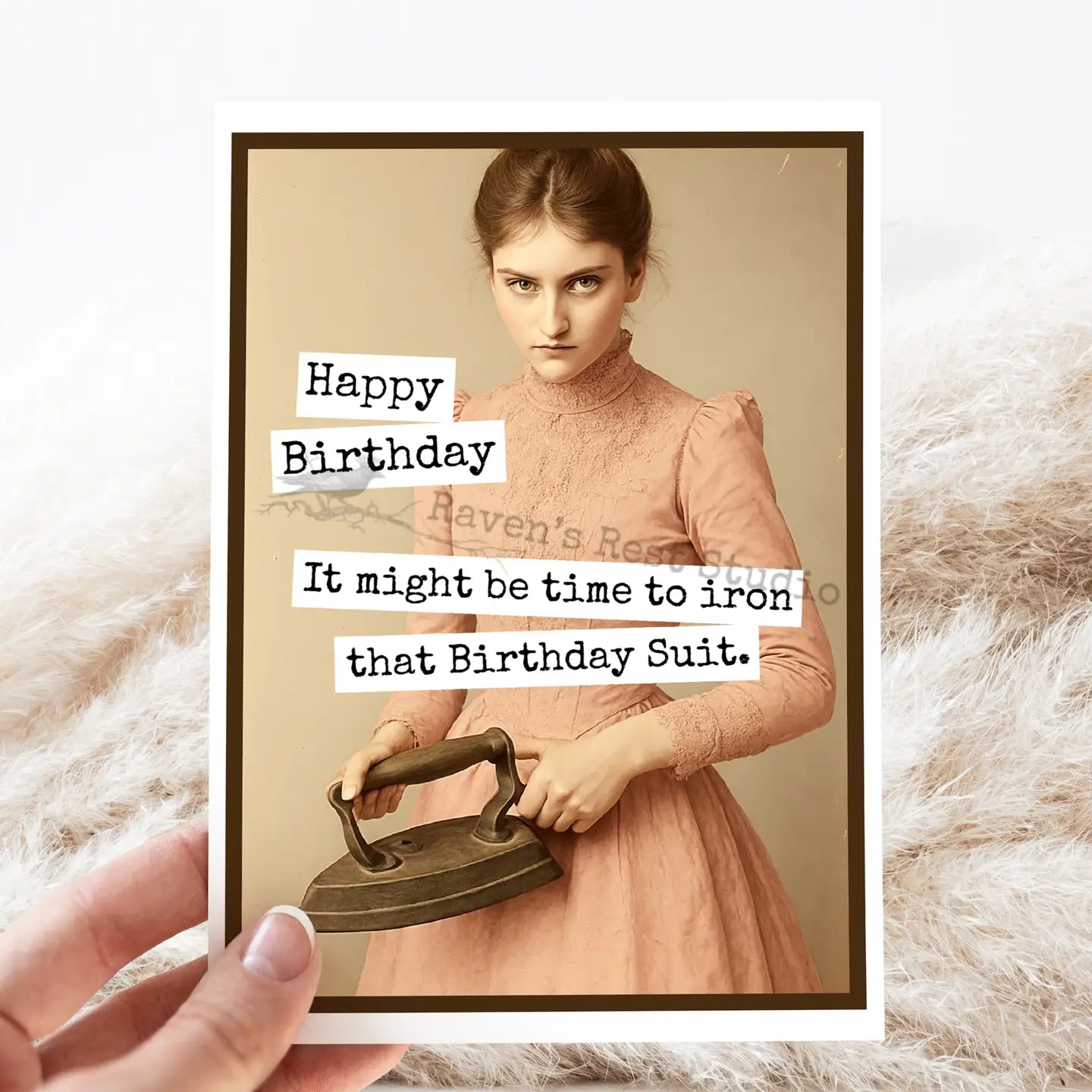 Time To Iron That Birthday Suit | Vintage Birthday Card