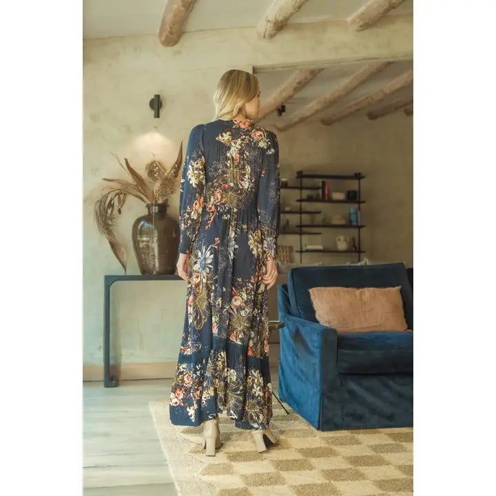 Flowerbomb Print Sabrina Maxi Dress