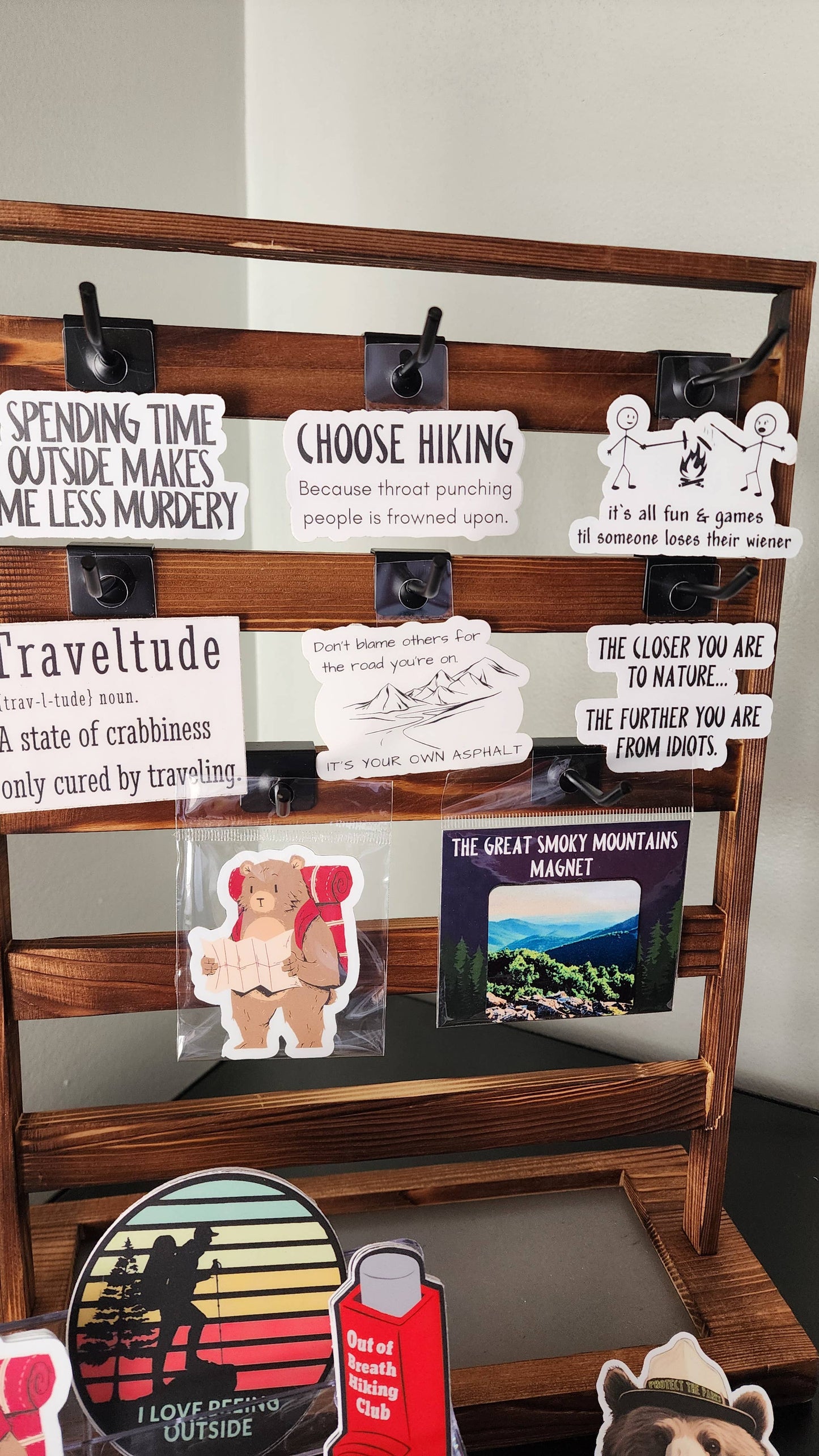 Hiking Bear with Map Vinyl Sticker