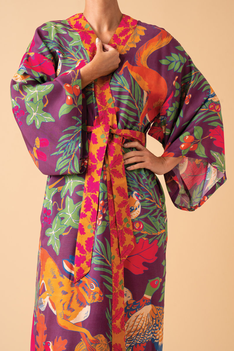 Winter Wonderland Kimono Gown in Damson Mix