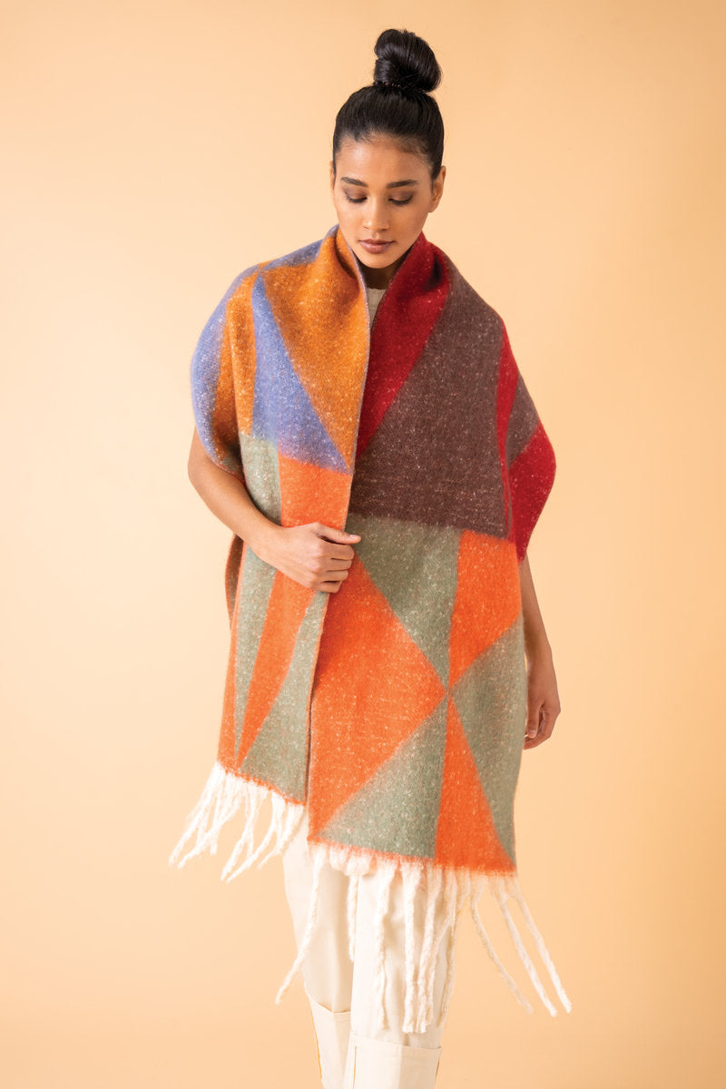 Raya Cosy Scarf - Rust & Sage