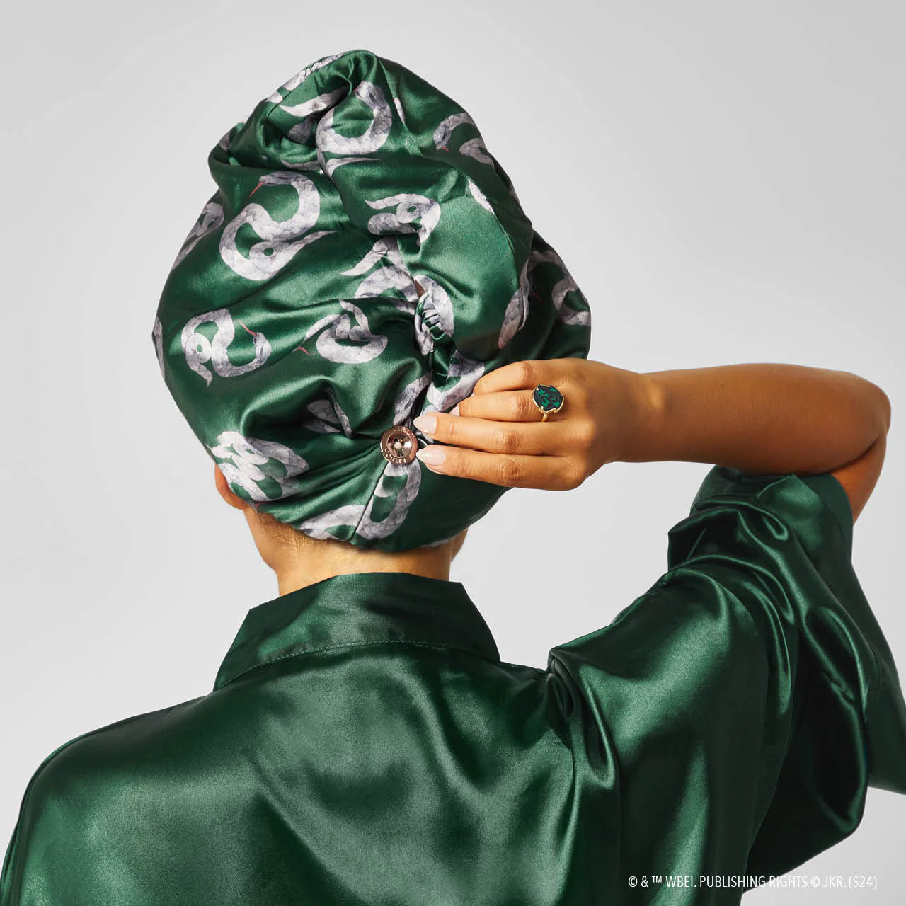 Harry Potter Satin Wrapped Hair Towel - Slytherin