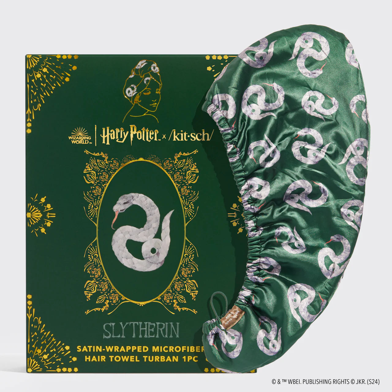 Harry Potter Satin Wrapped Hair Towel - Slytherin