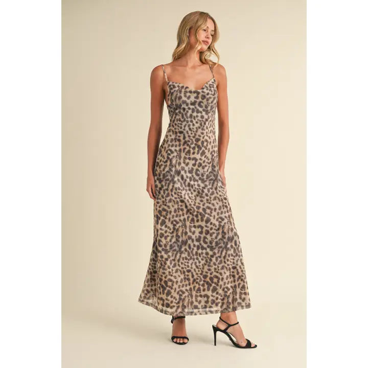 Dina Printed Leopard Maxi Dress
