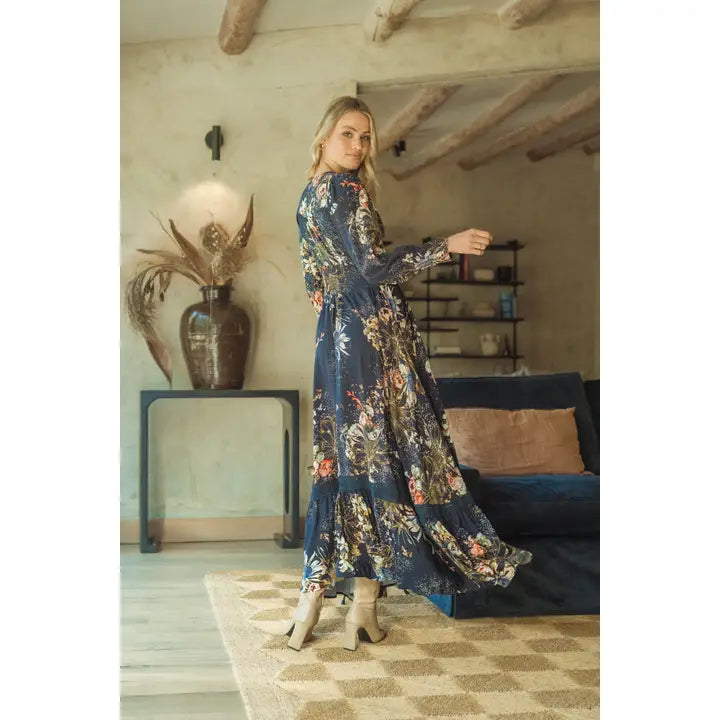 Flowerbomb Print Sabrina Maxi Dress