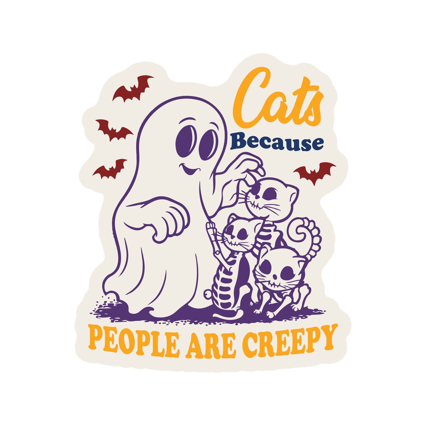 Halloween Fall Cats Ghost Pets High Quality Vinyl Sticker