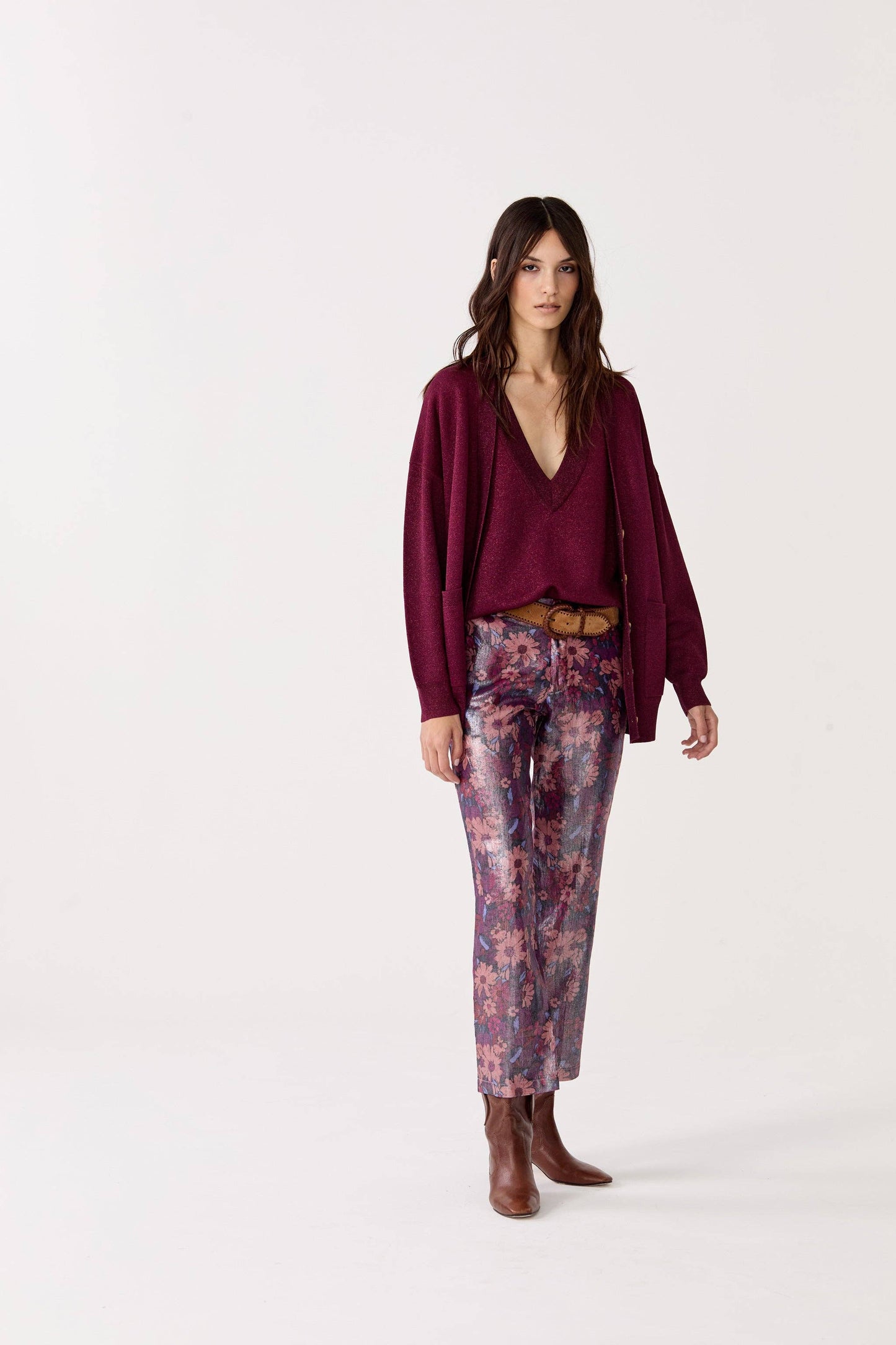 Aspen Lurex Cardigan | Rosso