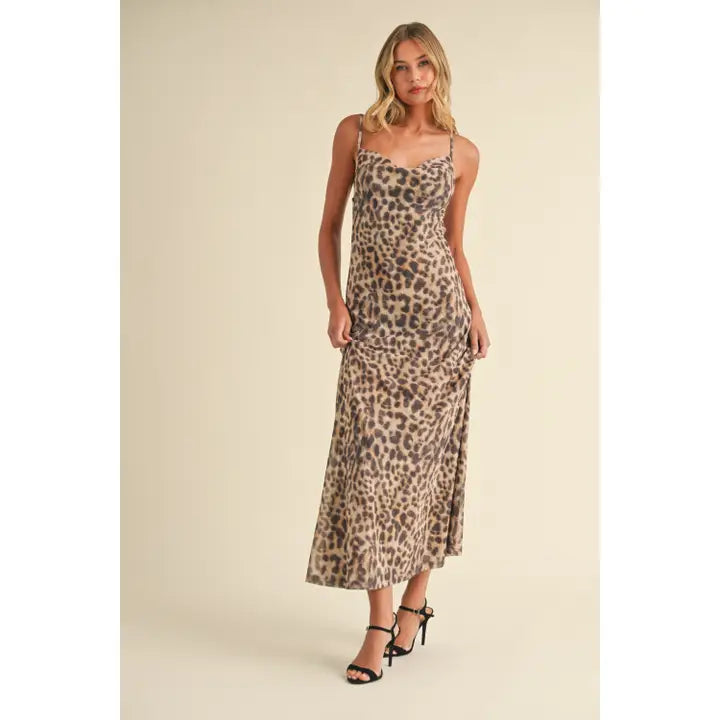Dina Printed Leopard Maxi Dress