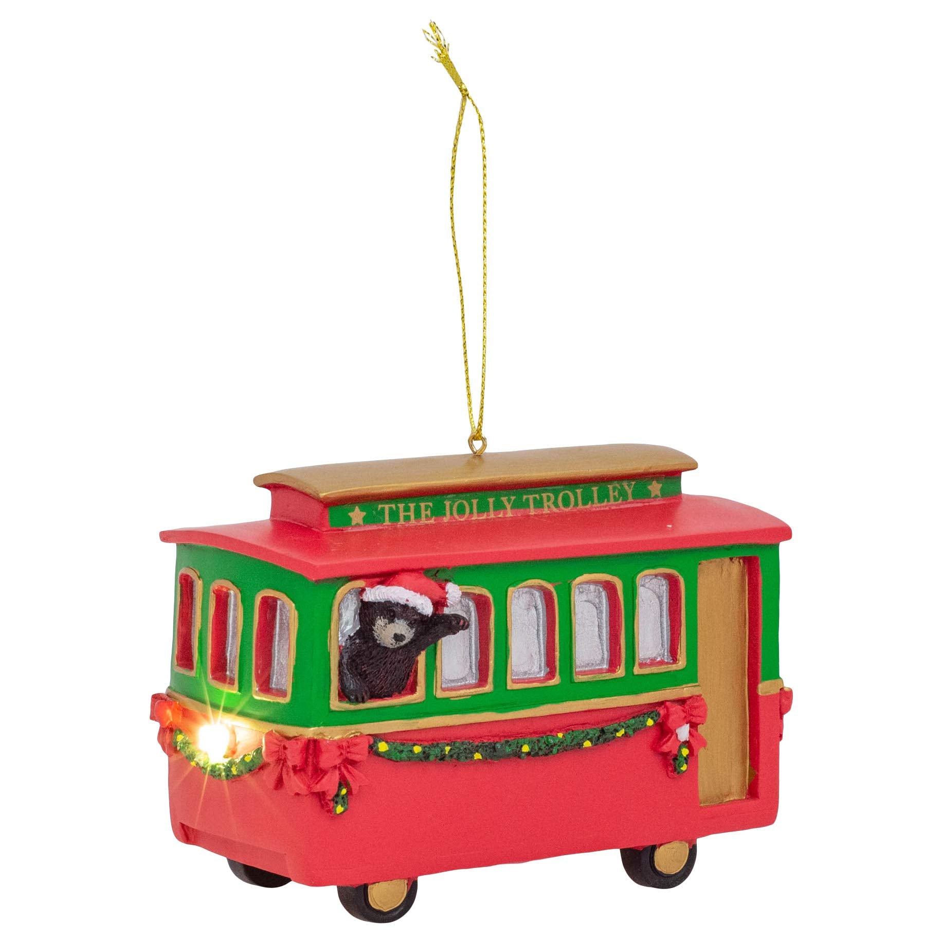 Roman Led Trolly Ornament with Santa Bear