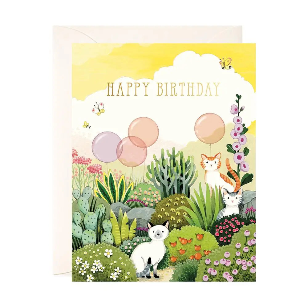 Cats In Garden Greeting Card