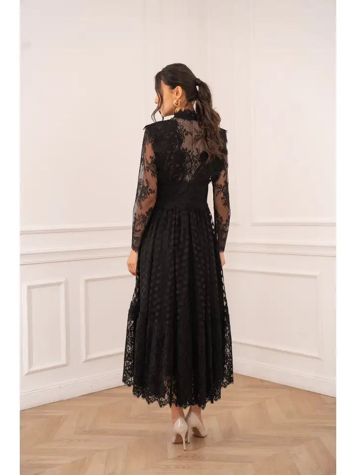 Long Dress in Plumetis Lace