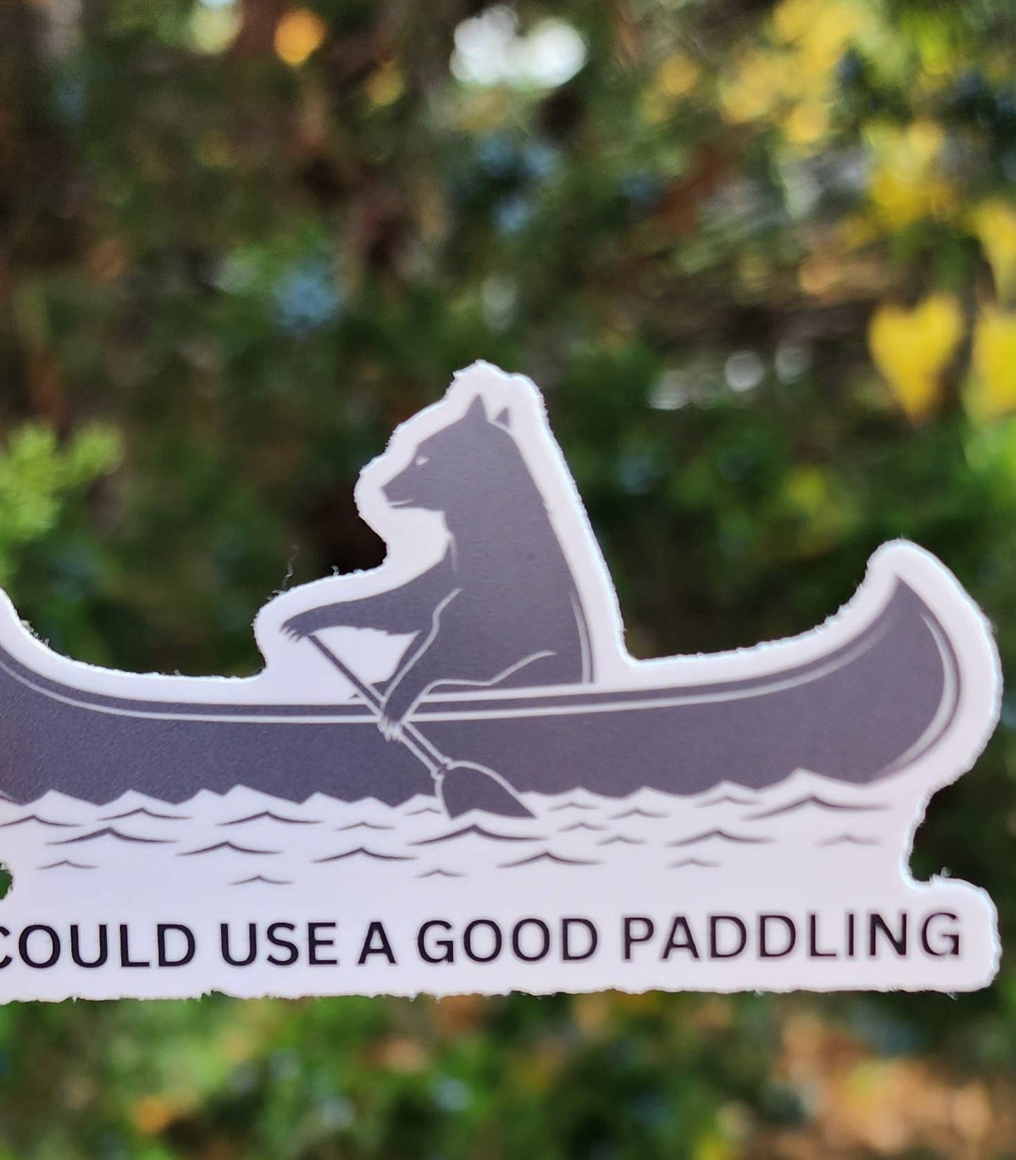Could Use a Good Paddling Bear Canoeing Sticker