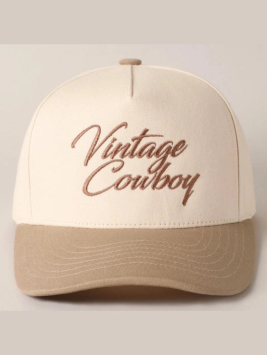 Vintage Cowboy Embroidery Two Tone Baseball Cap