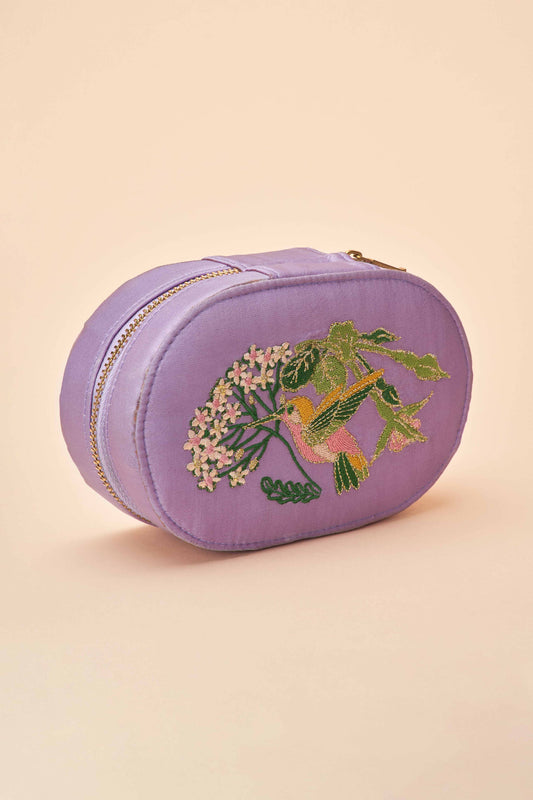 Oval Jewellery Box | Hummingbird in Lavender