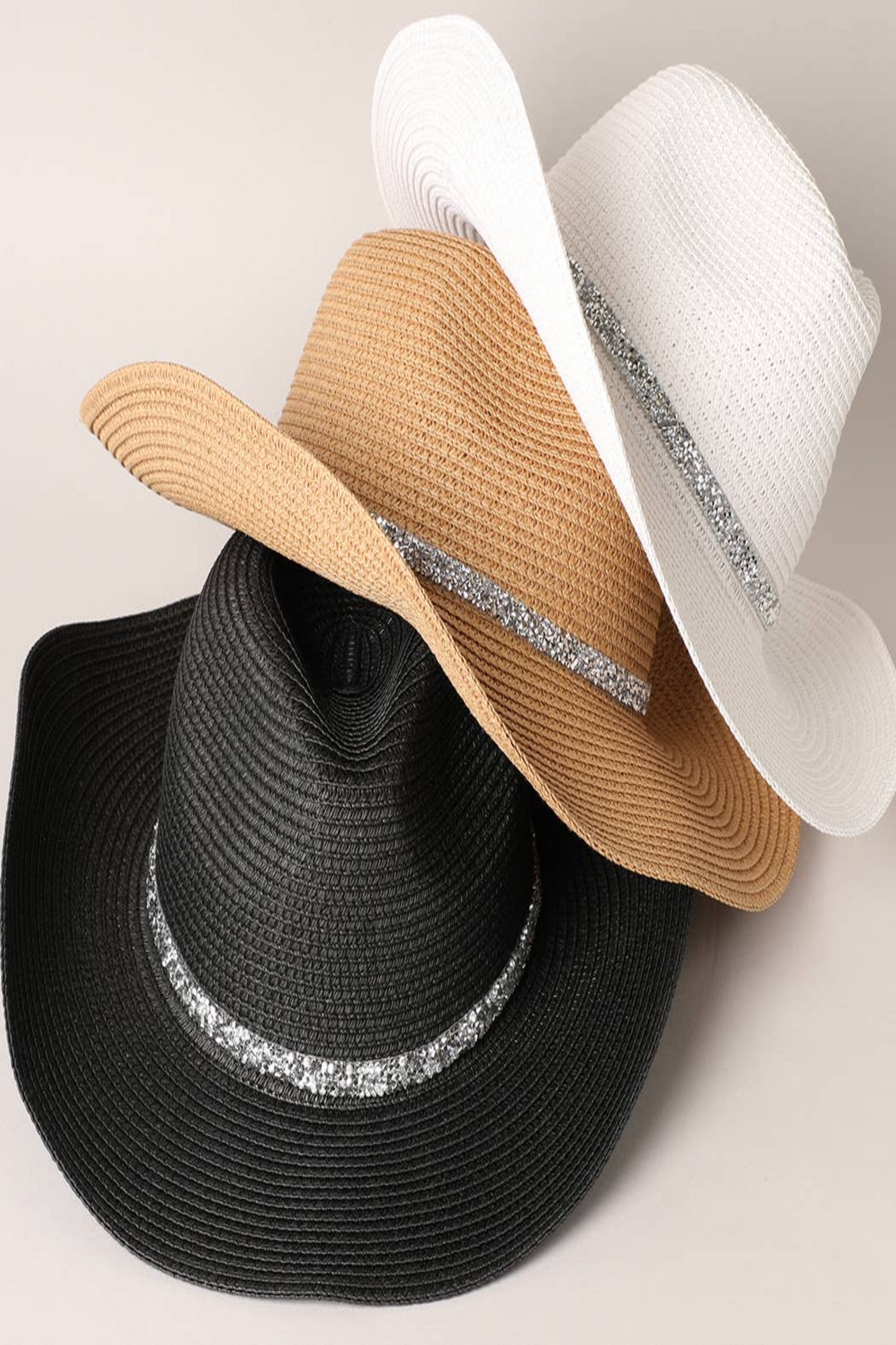 Rhinestone Band Straw Panama Cowboy Hat