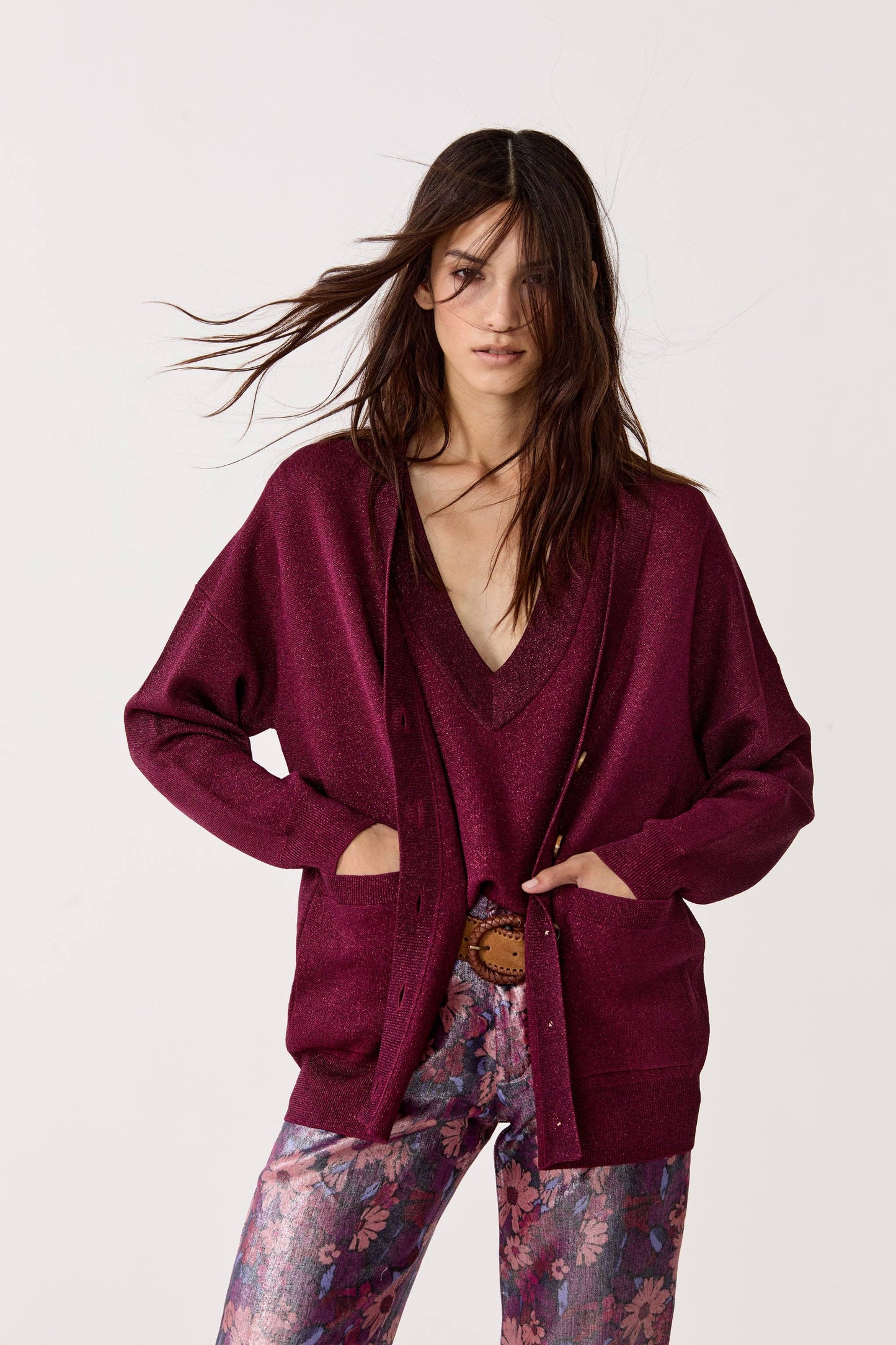 Aspen Lurex Cardigan | Rosso