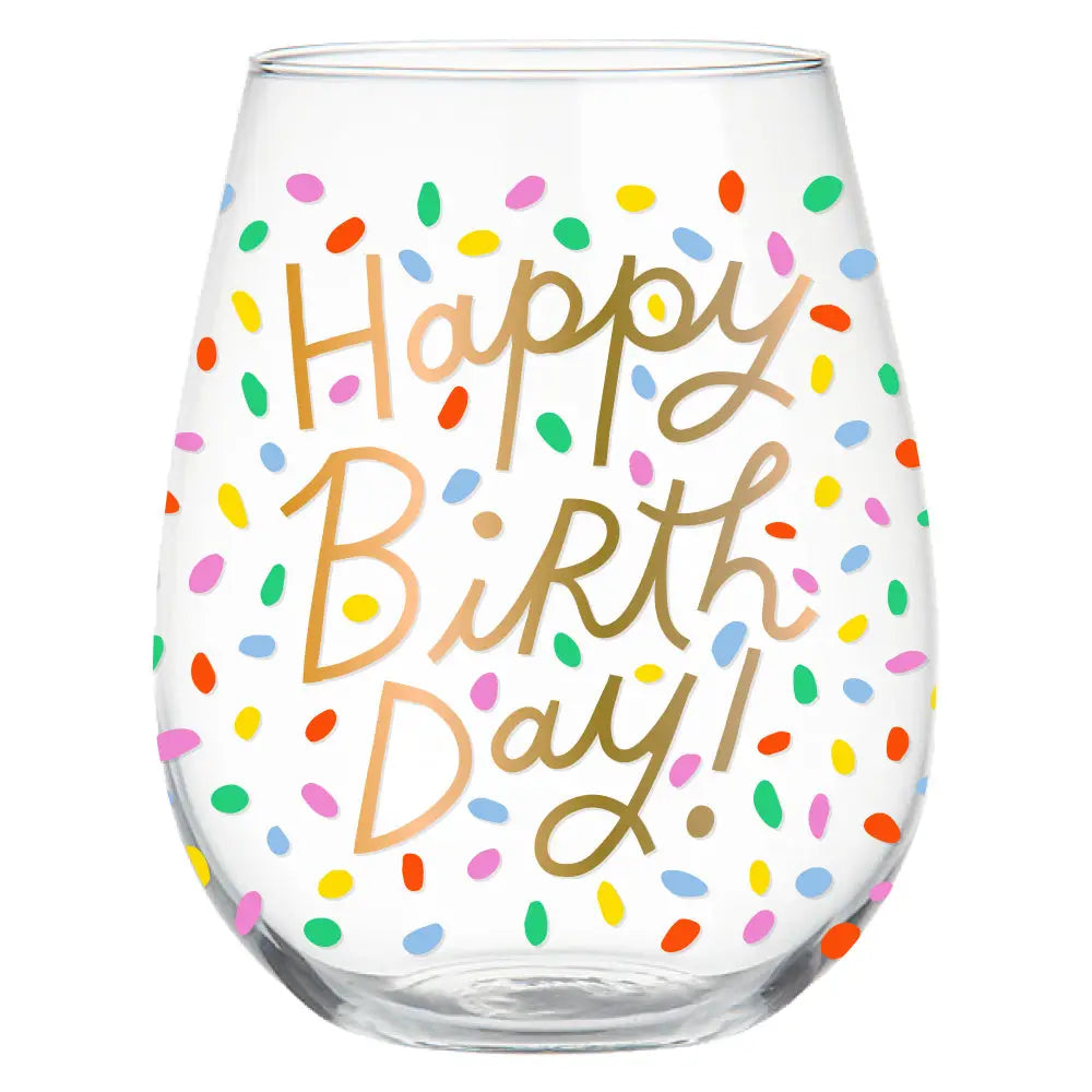 Birthday Stemless Wine Glass 22oz | Happy Birth Day