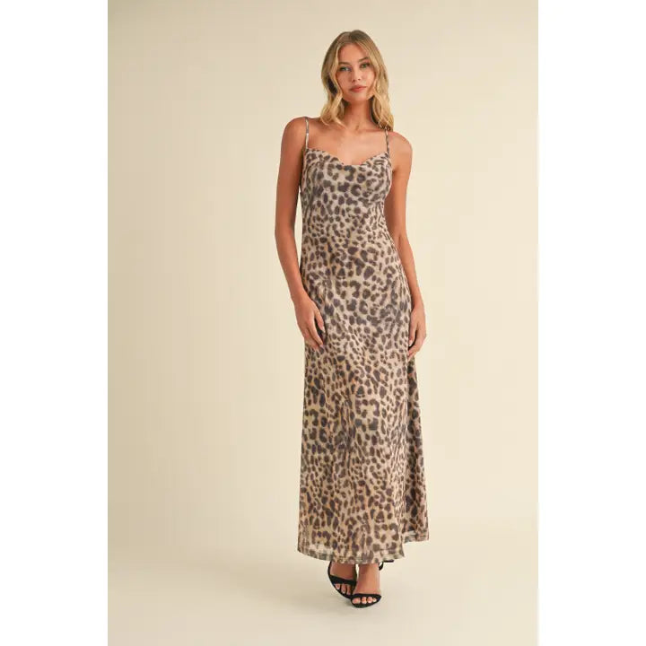 Dina Printed Leopard Maxi Dress