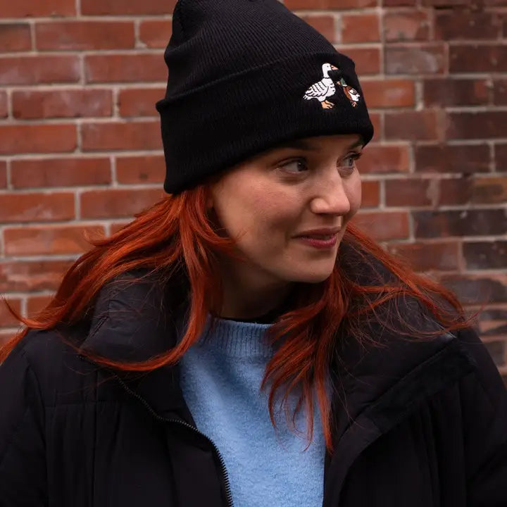 Fowl Beanie (Duck and Goose) | Knit Toque with Embroidery
